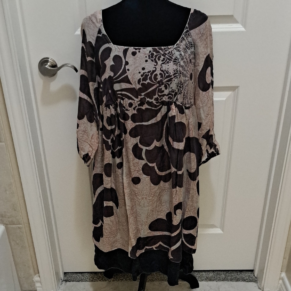 Rozae Nichols Black Graphic 3/4 Sleeve Blouse